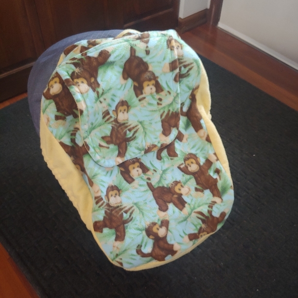 Handmade (with love) Monkey Carseat Cover - Picture 2 of 6